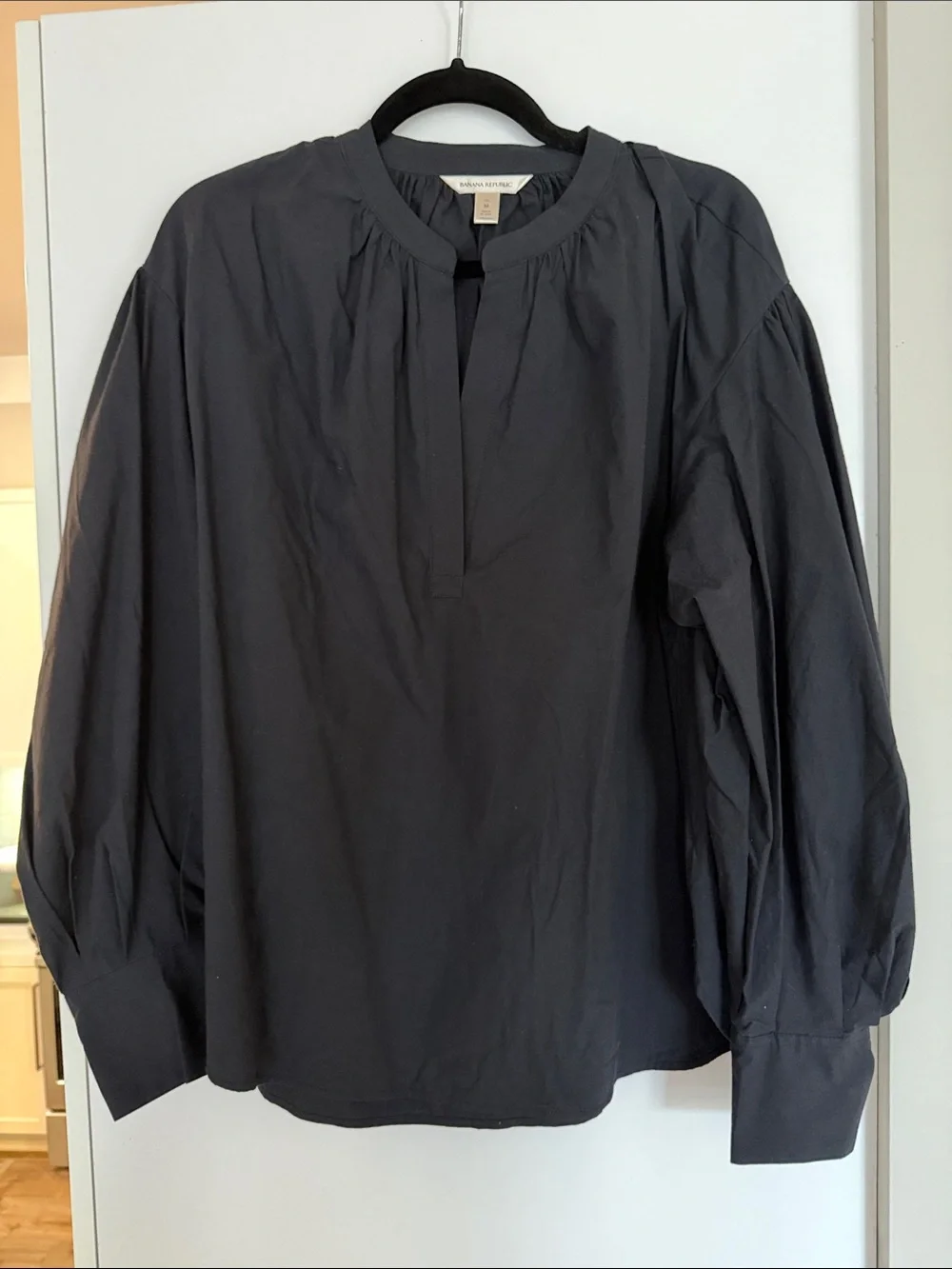 Banana Republic Navy Long-Sleeve Puff Blouse